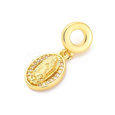 Brass Clear Cubic Zirconia European Dangle Pendants KK-D325-28G-05-1