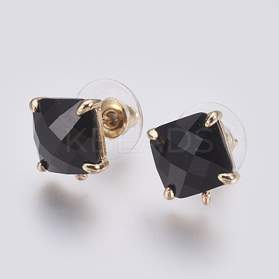 Faceted Glass Stud Earring Findings GLAA-F084-C09-1