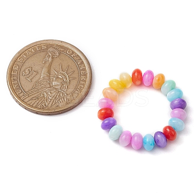 Rondelle Dyed Natural Freshwater Shell Beaded Stretch Rings for Women RJEW-JR00741-1