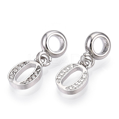 Platinum Rack Plating Alloy Rhinestone European Dangle Charms PALLOY-T048-36P-O-1