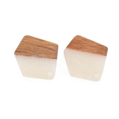 Two Tone Resin & Walnut Wood Stud Earring Findings MAK-N032-032-1