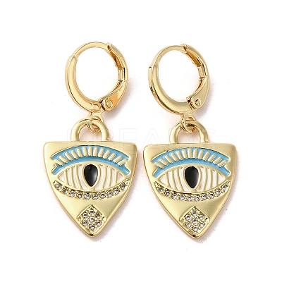 Horse Eye Real 18K Gold Plated Brass Dangle Leverback Earrings EJEW-Q797-24G-03-1
