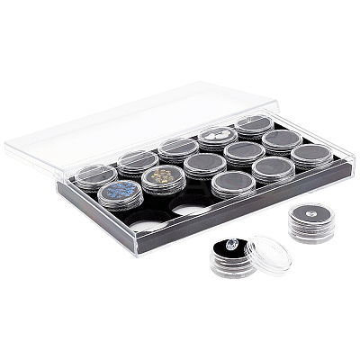 15 Slots Mini Round Plastic Jewelry Screw Top Bead Jars Sets with Velvet Inside AJEW-WH0472-42C-1