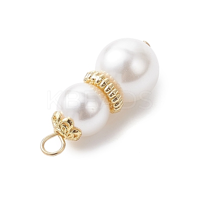 White Round Shell Pearl Pendants PALLOY-JF04378-1