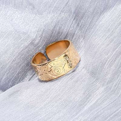 304 Stainless Steel Open Cuff Rings for Women RJEW-K309-25G-1