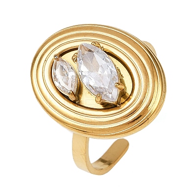 304 Stainless Steel Cuff Rings for Women RJEW-S639-05G-1