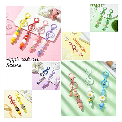 Baking Paint Alloy and Brass Bar Beadable Keychain for Jewelry Making DIY Crafts DIY-YW0007-58H-1