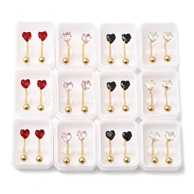 304 Stainless Steel Heart Stud Earrings EJEW-F396-04B-G-1