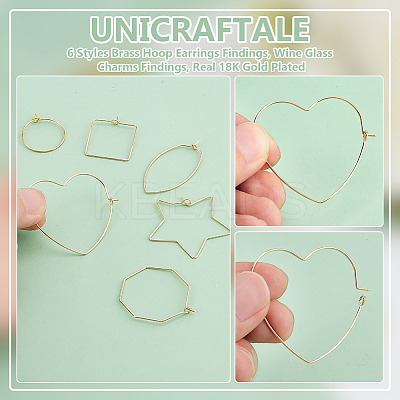 36pcs 6 styles Brass Hoop Earrings Findings KK-UN0002-41-1