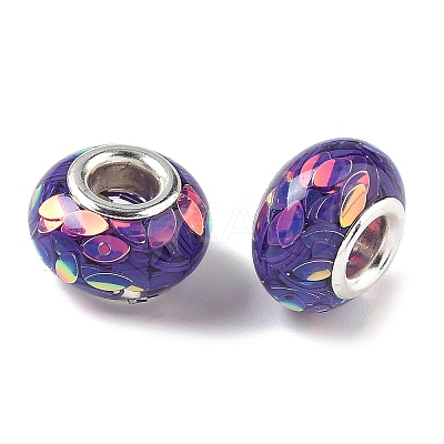 Transparent Resin Rondelle European Beads RESI-S023-34-1