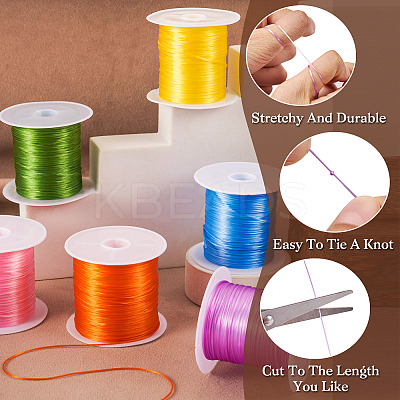 6 Rolls 6 Colors 10M Flat Elastic Crystal String EW-TA0001-04A-1