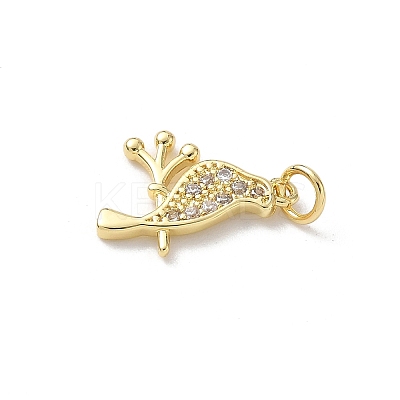 Brass Micro Pave Clear Cubic Zirconia Pendants KK-B155-09G-1
