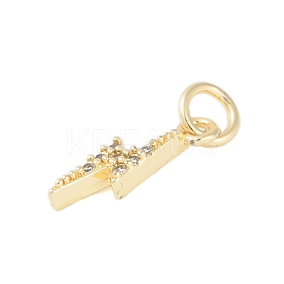Rack Plating Brass Micro Pave Clear Cubic Zirconia Charms KK-Z060-14G-1