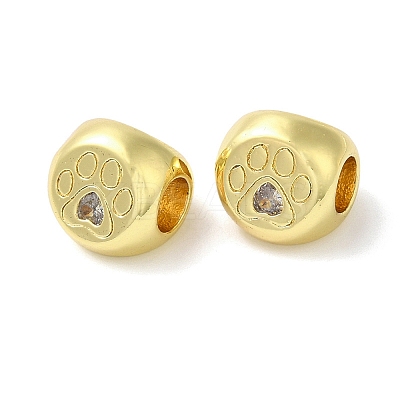 Rack Plating Brass Micro Pave Cubic Zirconia European Beads KK-F854-02G-03-1