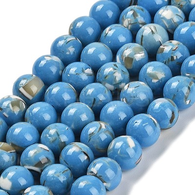 Assembled Synthetic Stone and Trochus Shell Beads Strands G-B128-08C-08-1