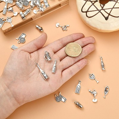 100Pcs 10 Styles Alloy Pendants TIBEP-CJ0002-43-1