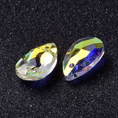 Faceted Teardrop Glass Pendants GLAA-O008-A15-1