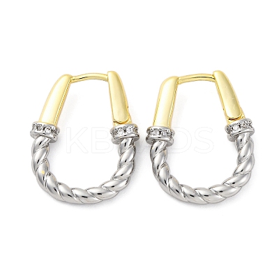 Brass Micro Pave Clear Cubic Zirconia Hoop Earrings EJEW-H158-17A-GP-1
