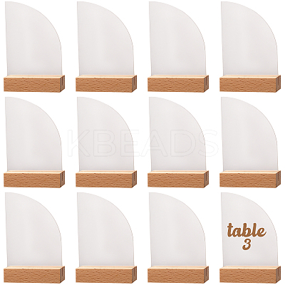 Transparent Acrylic Place Card & Wood Card Holder Set ODIS-WH0038-62-1