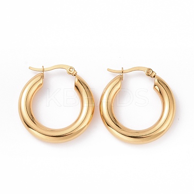 Iron Plating(IP) 304 Stainless Steel Chunky Hoop Earrings for Women EJEW-G298-09G-1