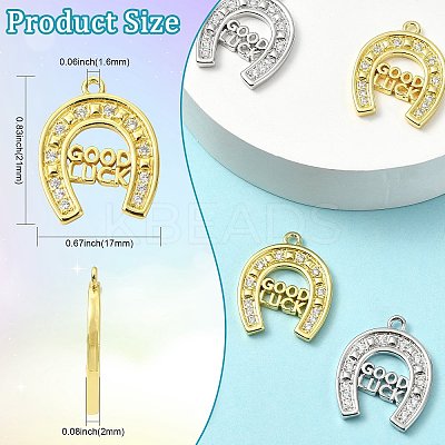6Pcs 2 Colors Brass Micro Pave Cubic Zirconia Pendants KK-CJ0003-39-1