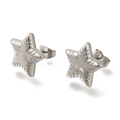 304 Stainless Steel Star Stud Earrings for Women EJEW-S227-50P-1