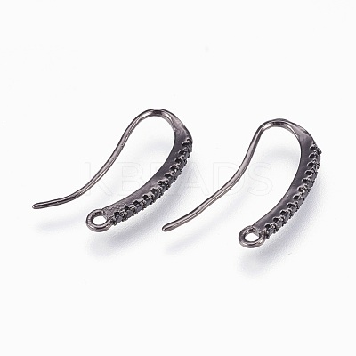 Brass Earring Hooks with Cubic Zirconia KK-P150-43B-1