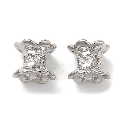 Brass Micro Pave Cubic Zirconia Spacer Beads KK-P239-35P-1
