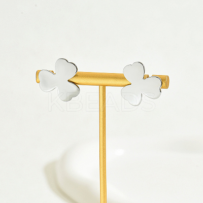 Fashionable 201 Stainless Steel Clover Stud Earrings OT0775-1