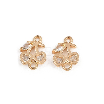 Brass Pave Clear Cubic Zirconia Fruit Connector Charms KK-C115-02B-G-1