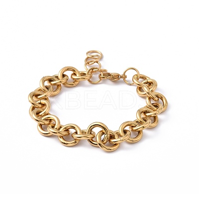 Ion Plating(IP) 304 Stainless Steel Rolo Chain Bracelets BJEW-F433-02G-1