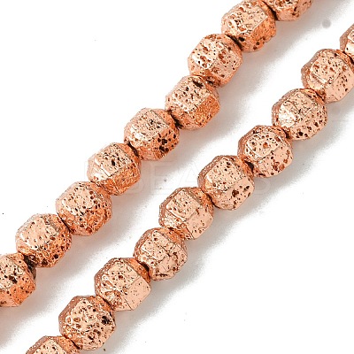 Electroplated Natural Lava Rock Beads Strands G-I360-N01-03-1