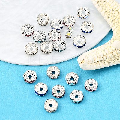 Brass Rhinestone Spacer Beads X-RB-A014-L7mm-S-1