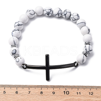Round Synthetic Hematite Bead Stretch Bracelets BJEW-F493-05EB-01-1