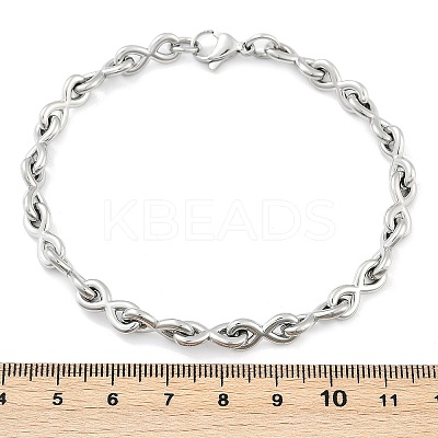 304 Stainless Steel Infinity Link Chain Bracelets for Women Men BJEW-F488-53A-P-1