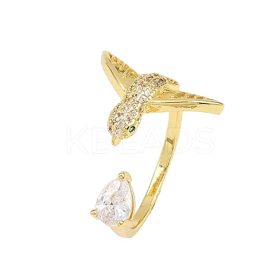 Brass Micro Pave Cubic Zirconia Cuff Rings for Women RJEW-Z113-38G-1