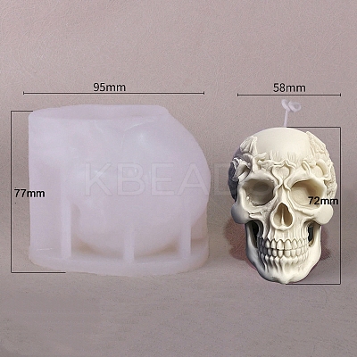 3D Halloween Skull DIY Silicone Statue Candle Molds PW-WG17437-03-1