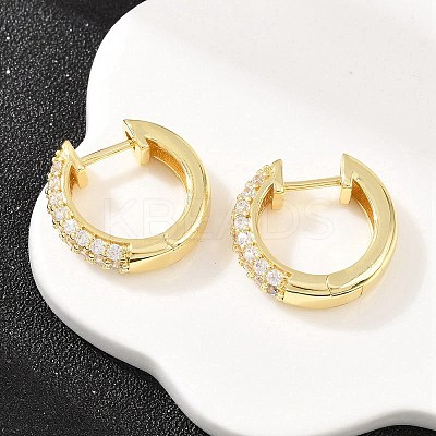 Ring Brass Micro Pave Clear Cubic Zirconia Hoop Earrings EJEW-D348-12G-1