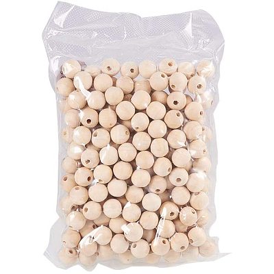 Round Unfinished Wood Beads WOOD-PH0008-11-1