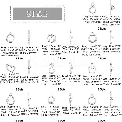 20Sets 10 Style Brass Toggle Clasps KK-FH0002-25-1