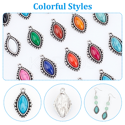 30Pcs 15 Colors Zinc Alloy Pendants FIND-PH0005-65-1