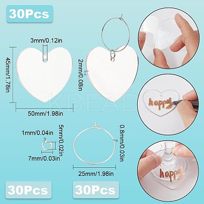 DIY Heart Wine Glass Charms Making Kits DIY-SC0021-51-1