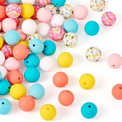 80Pcs 8 Colors Silicone Beads SIL-TA0002-37-1