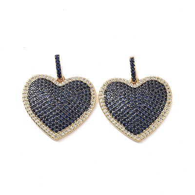 Heart Brass Micro Pave Cubic Zirconia Pendants KK-G435-04G-03-1