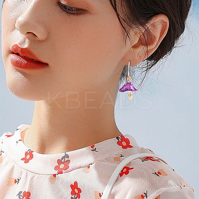 Enamel Mushroom Dangle Stud Earrings JE987A-1