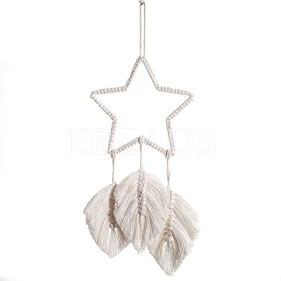 Bohemian Macrame Star Woven Polycotton Wall Hanging Ornaments PW-WG65708-01-1