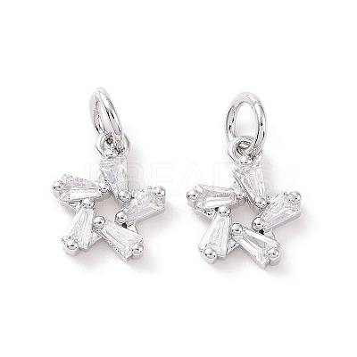 Star Brass Micro Pave Clear Cubic Zirconia Charms KK-G435-43P-1