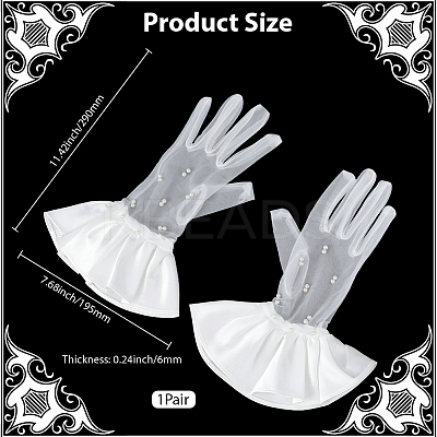 Polyester Bride's Lace Gloves AJEW-WH20120-23F-1