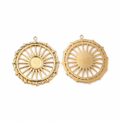 Ion Plating(IP) 304 Stainless Steel Pendant Cabochon Settings STAS-E185-38G-1