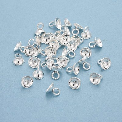 201 Stainless Steel Bead Cap Pendant Bails STAS-L244-27D-S-1